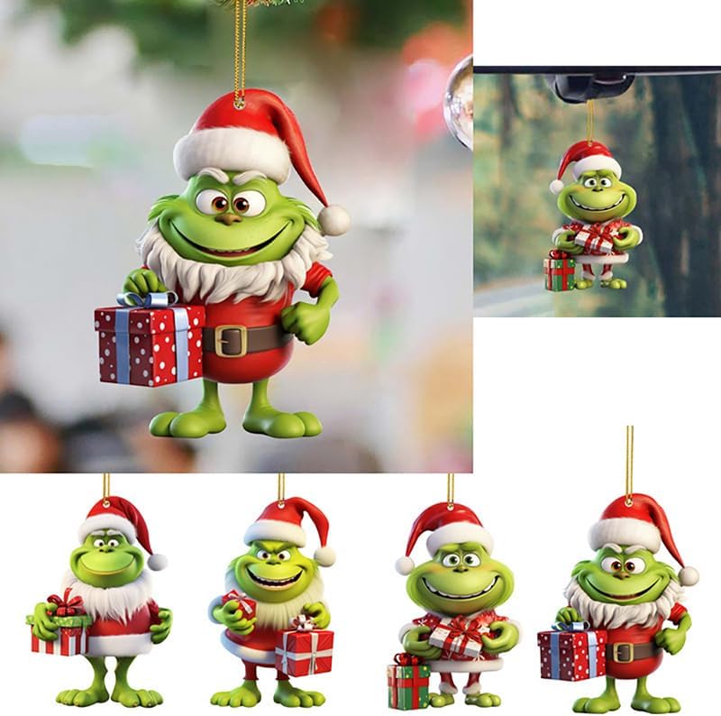 Christmas Tree Decoration Christmas Hanging Ornament Acrylic Design Winter Xmas Themed Decorative Ornaments for Christmas Tree New Year Party Supplies Winter Christmas Tree Decor 4 Pcs