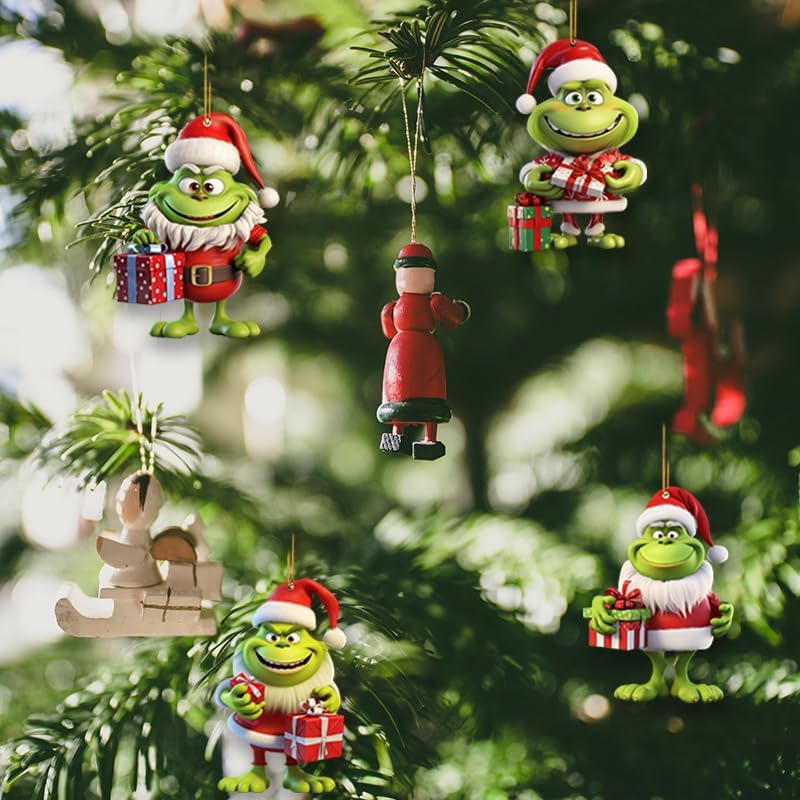 Christmas Tree Decoration Christmas Hanging Ornament Acrylic Design Winter Xmas Themed Decorative Ornaments for Christmas Tree New Year Party Supplies Winter Christmas Tree Decor 4 Pcs