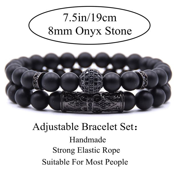 2 Pack Matte Beads   Unisex  Chakra  Bracelet   Fashion couple bracelet