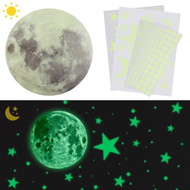 435pcs Glow in the Dark Stars Wall Stickers for Ceiling, Waterproof Non-Toxic for Wall Hanging Decoration