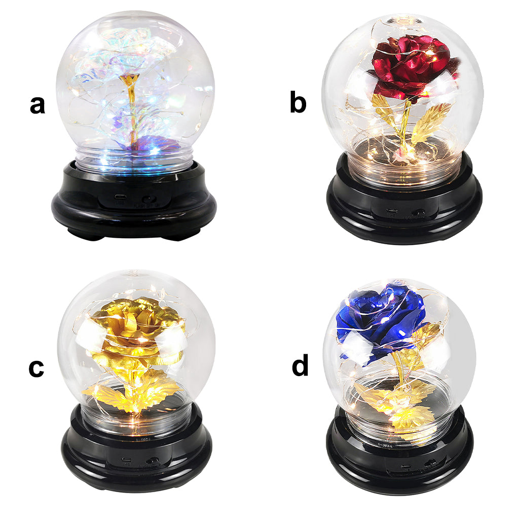 Rose Flower in Glass Dome w/ LED Light