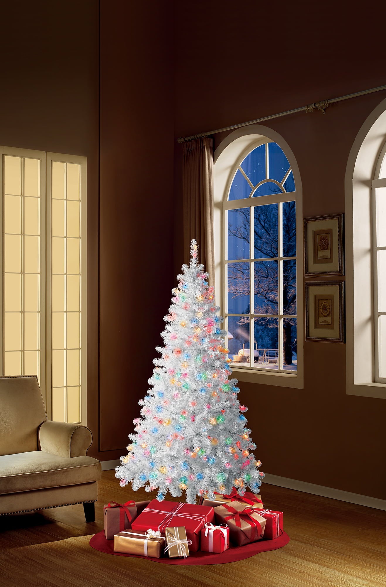 Christmas Time Prelit 300 Incandescent Lights, Madison Pine Artificial Christmas Tree, 6.5'