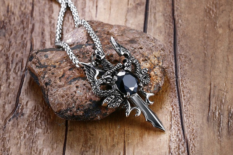 Dragon Sword Necklace Stainless Steel for Women