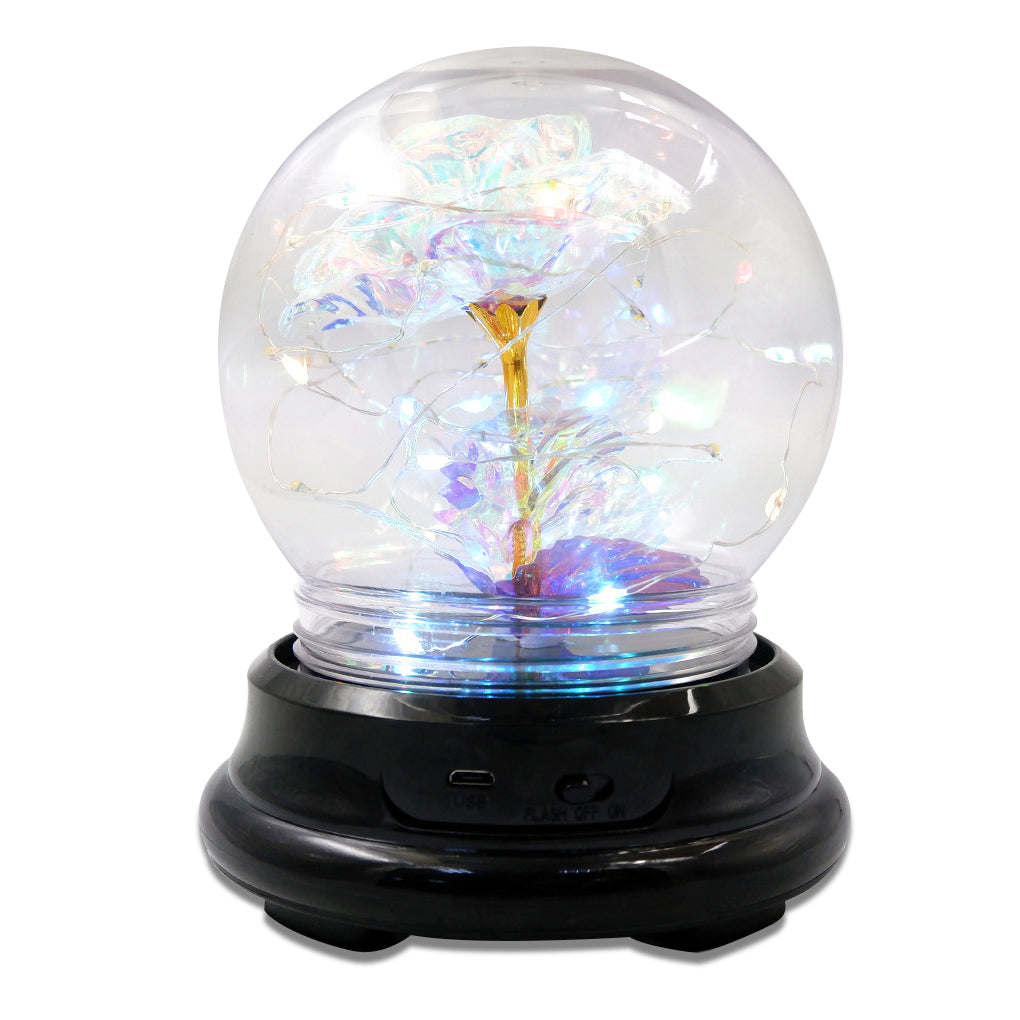 Rose Flower in Glass Dome w/ LED Light