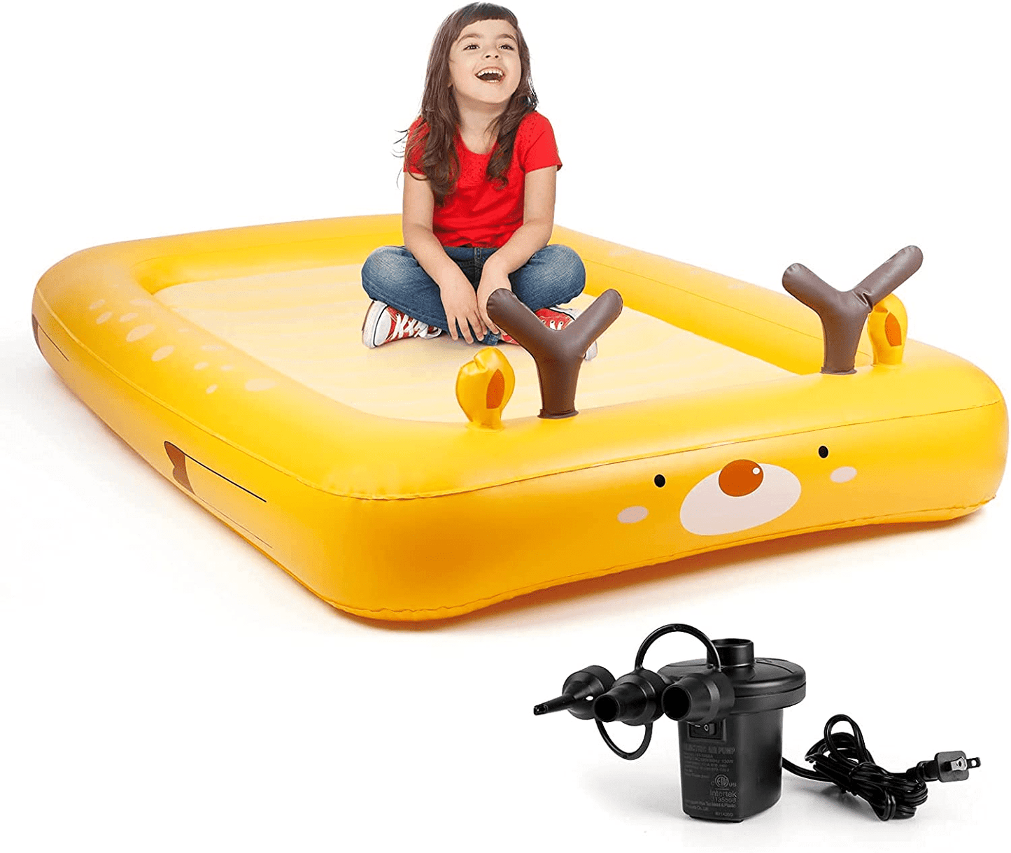 Kids Inflatable Bed Toddler Travel Bed w/ 4 Sides Portable Air Mattress