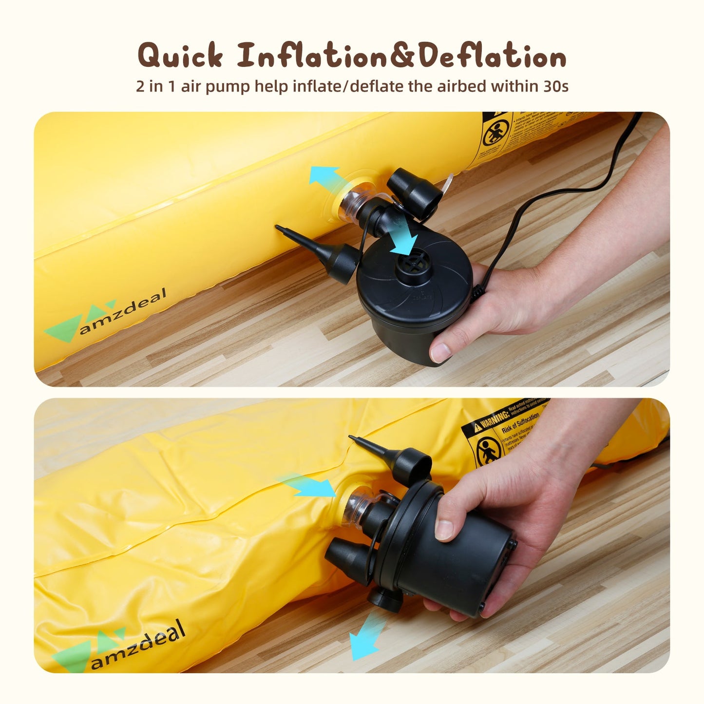 Kids Inflatable Bed Toddler Travel Bed w/ 4 Sides Portable Air Mattress