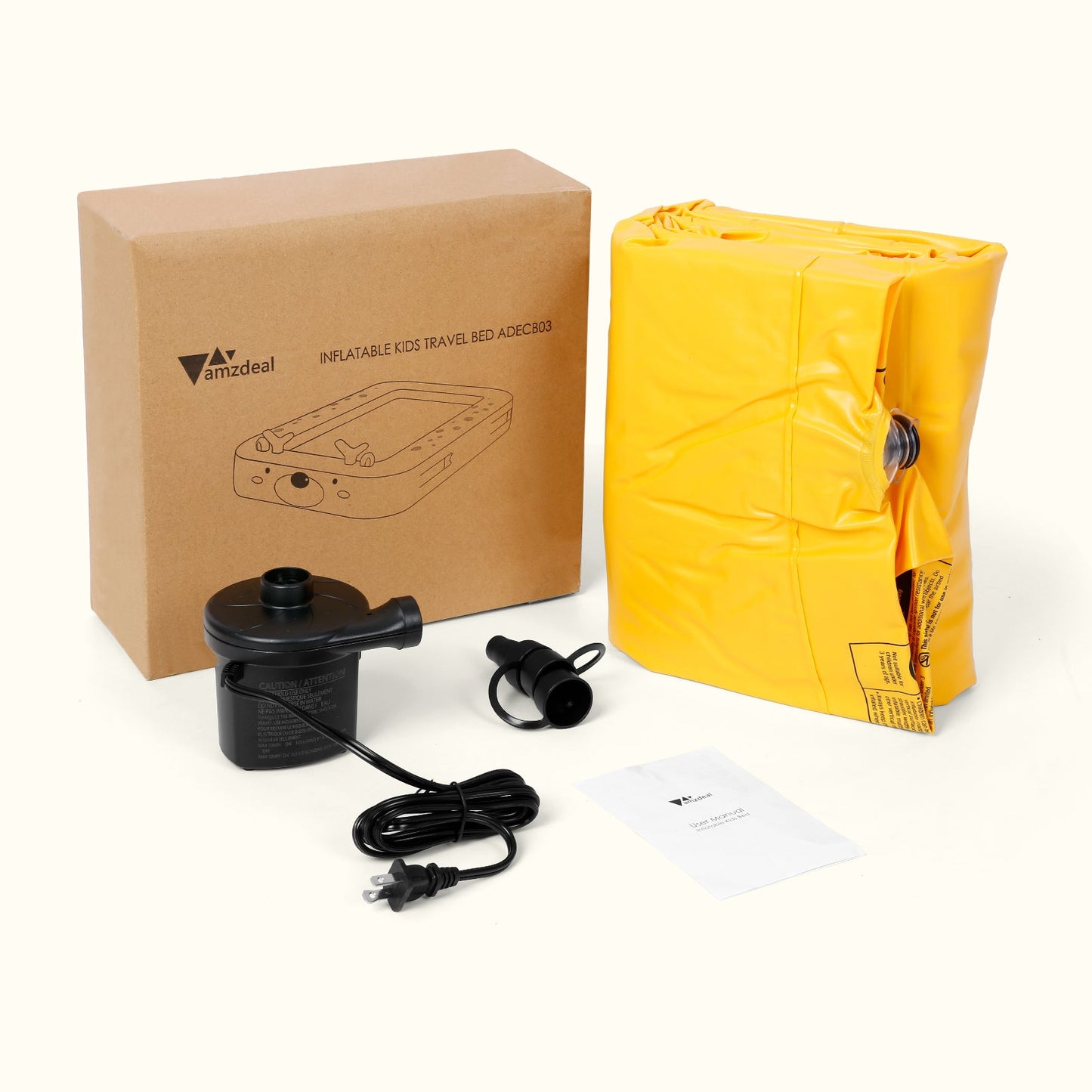 Kids Inflatable Bed Toddler Travel Bed w/ 4 Sides Portable Air Mattress