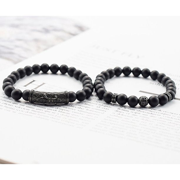 2 Pack Matte Beads   Unisex  Chakra  Bracelet   Fashion couple bracelet