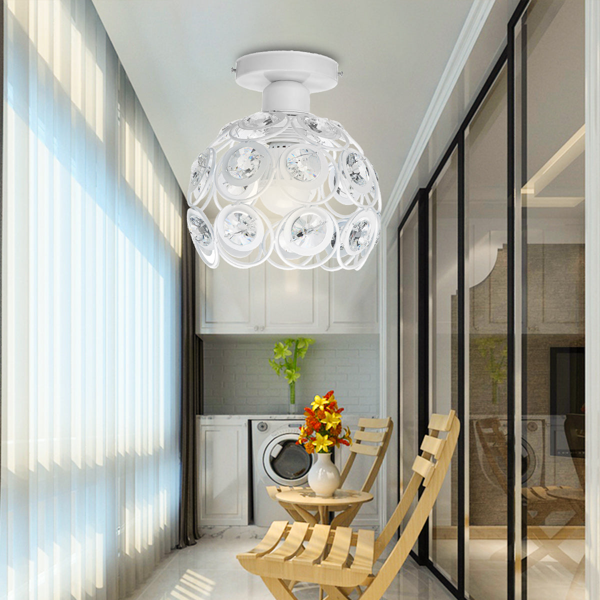 Semi Flush Mount Ceiling Light Fixtures, E27 Base Pendant Light