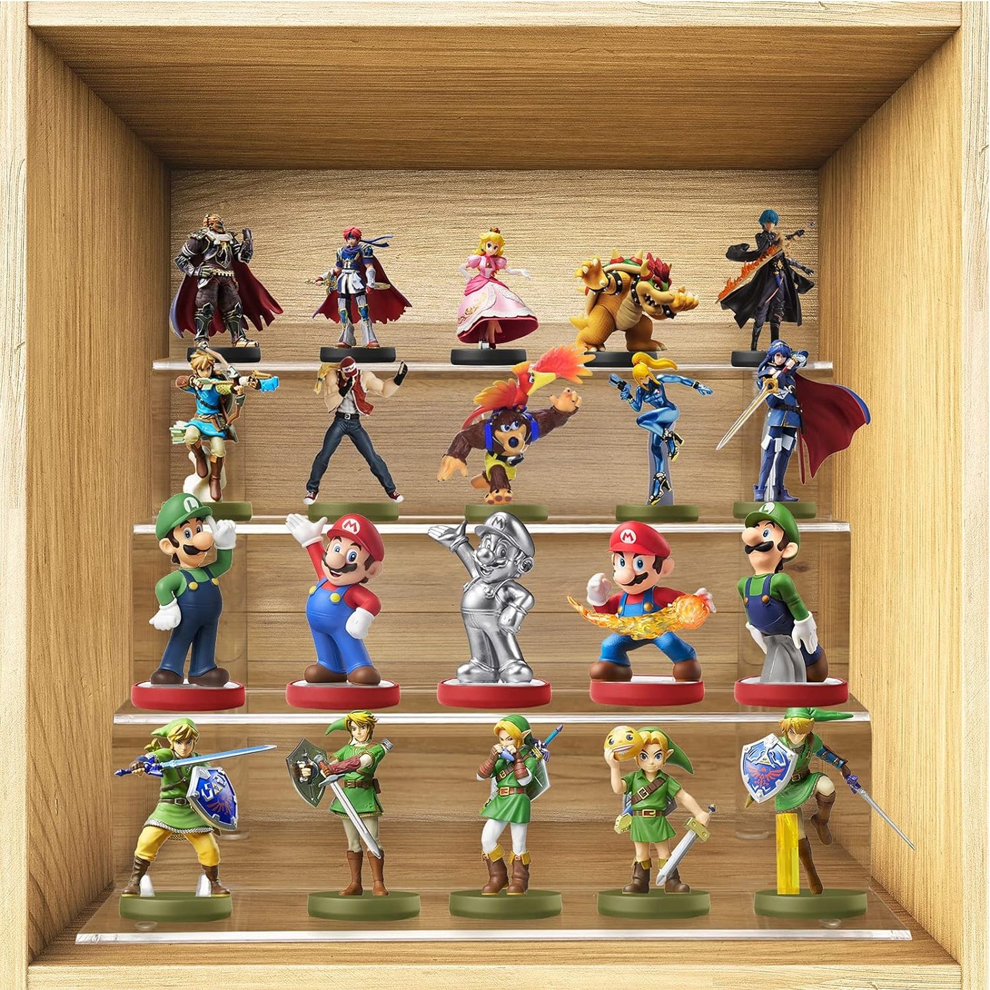 Clear Acrylic Display Riser Shelf for FUNKO POP, Perfume Organizer and Pokemon Amiibo Action Figure Holder, 9 in Makeup Organizer, Collection Display Stand