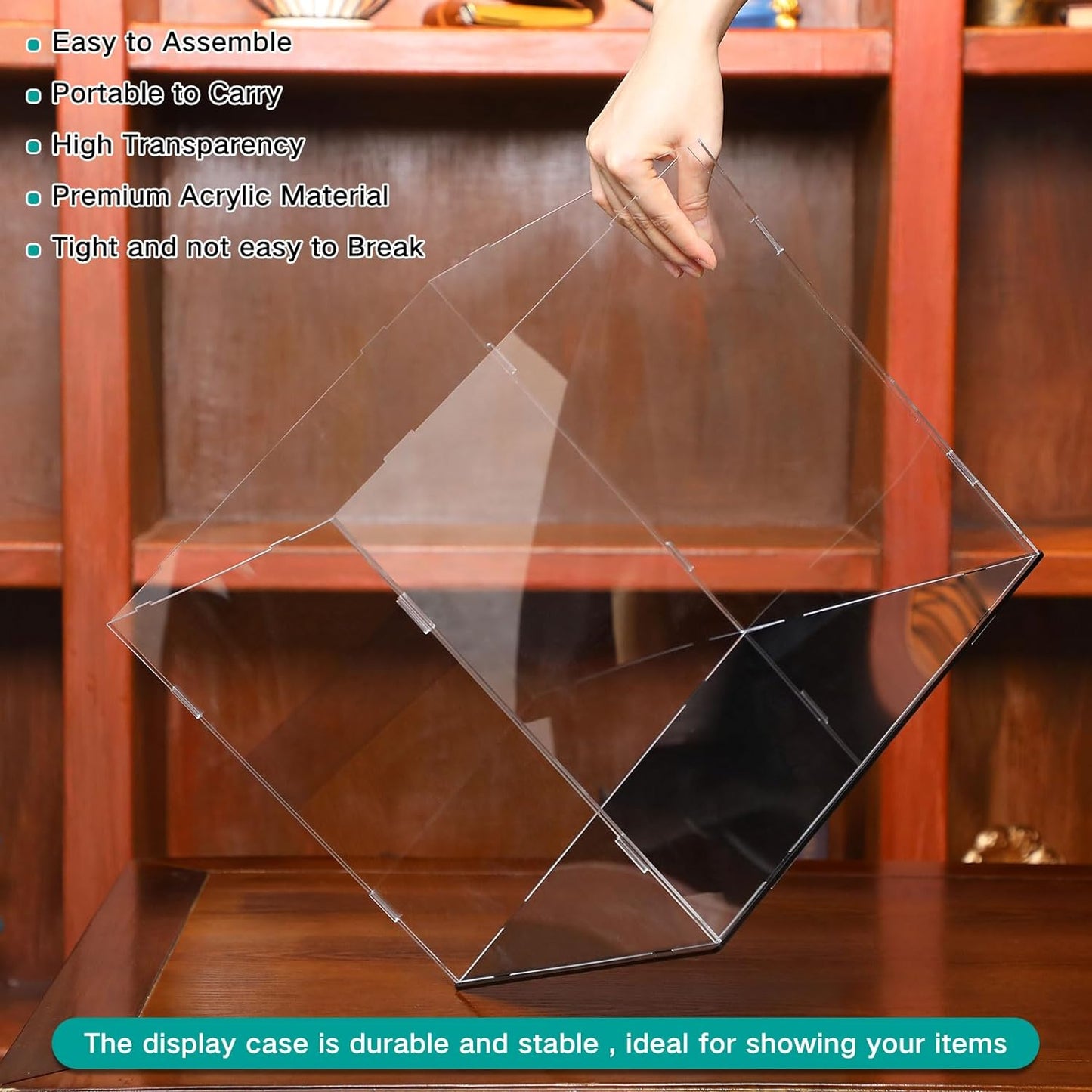 Clear Self-Assembly Acrylic Display Case Transparent Dust Proof Protection Showcase for Boy Figurine Toys Collectibles Figures Basketball(12 x 12 x 12 Inch)