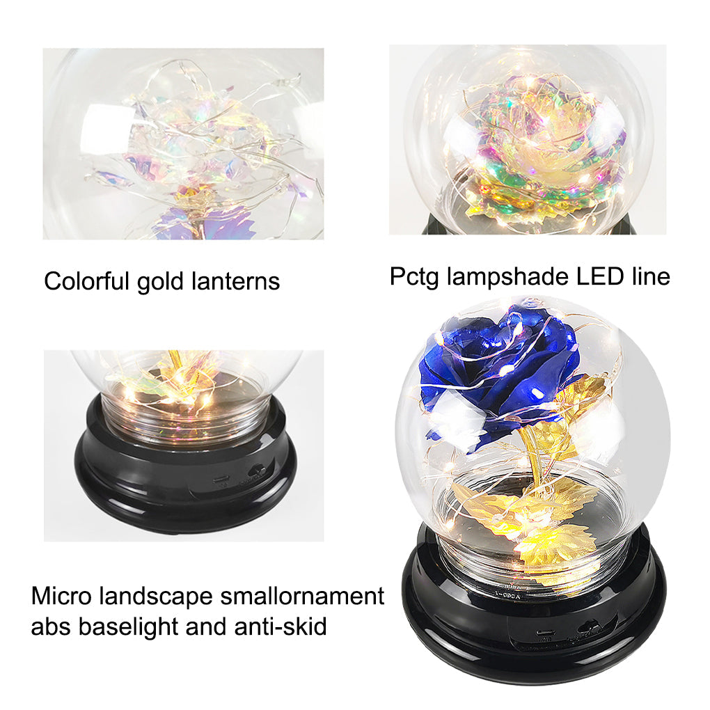 Rose Flower in Glass Dome w/ LED Light