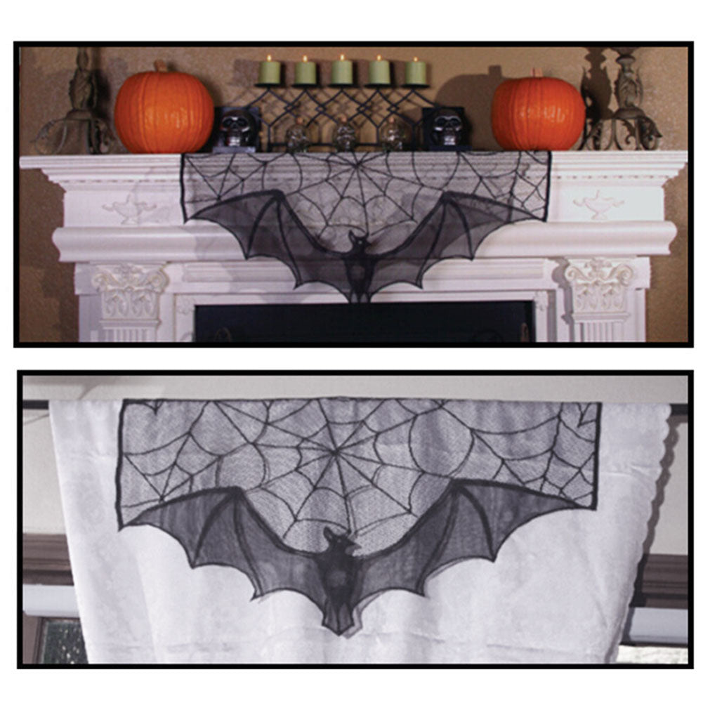 Halloween Lace Stove Cloth Spider Net Bat Pattern Party Decoration