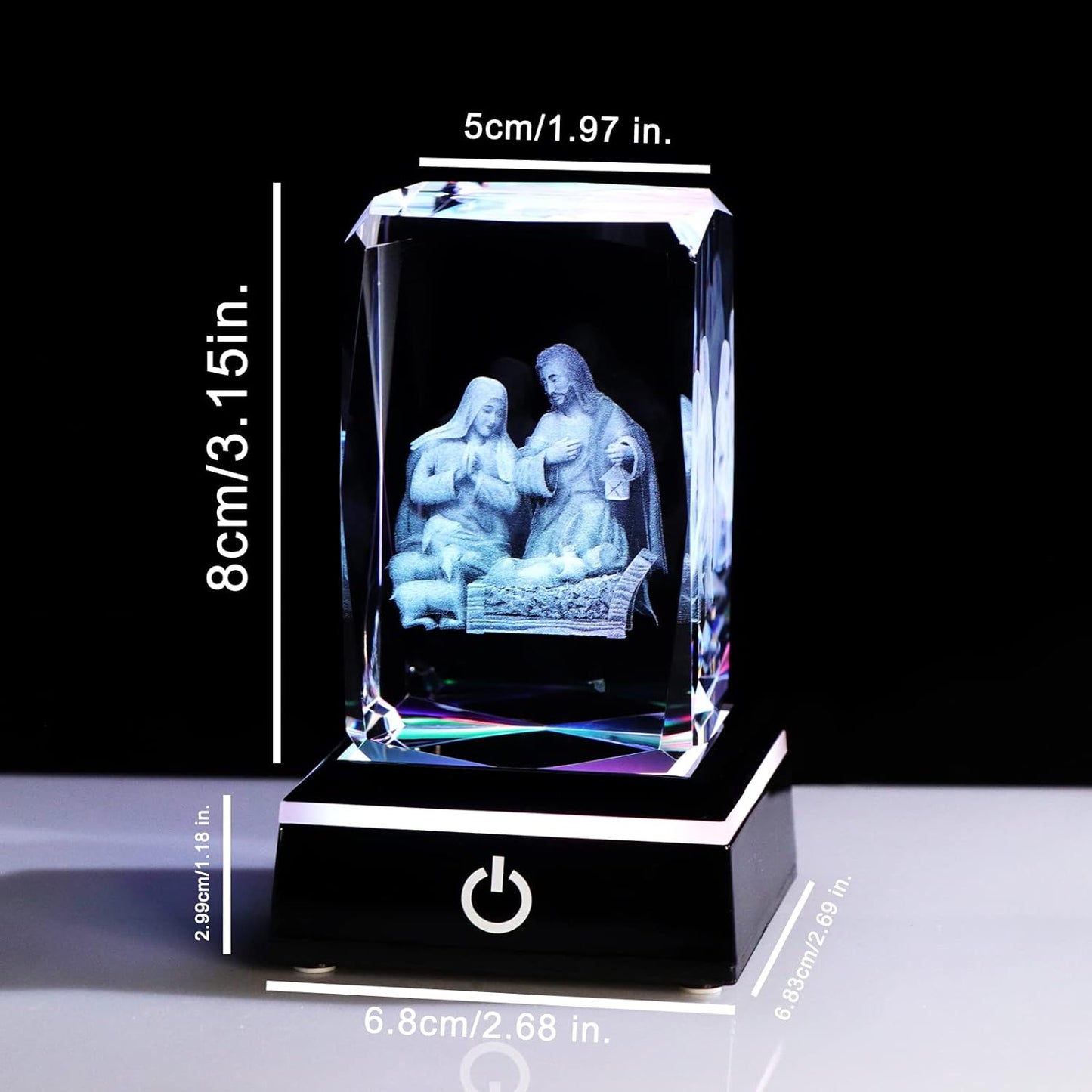 3D Crystal Engraved Nativity Scene Figurines Gifts for Religious Christmas Catholic Holiday Holy Family Statues Decorations with Virgin Mary, Joseph, and Baby Jesus Christian Church Keepsakes