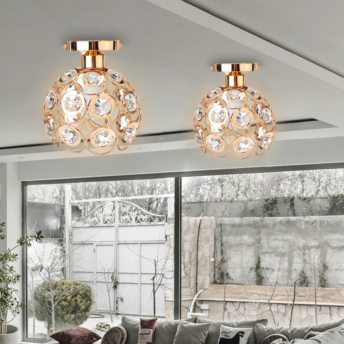 Semi Flush Mount Ceiling Light Fixtures, E27 Base Pendant Light