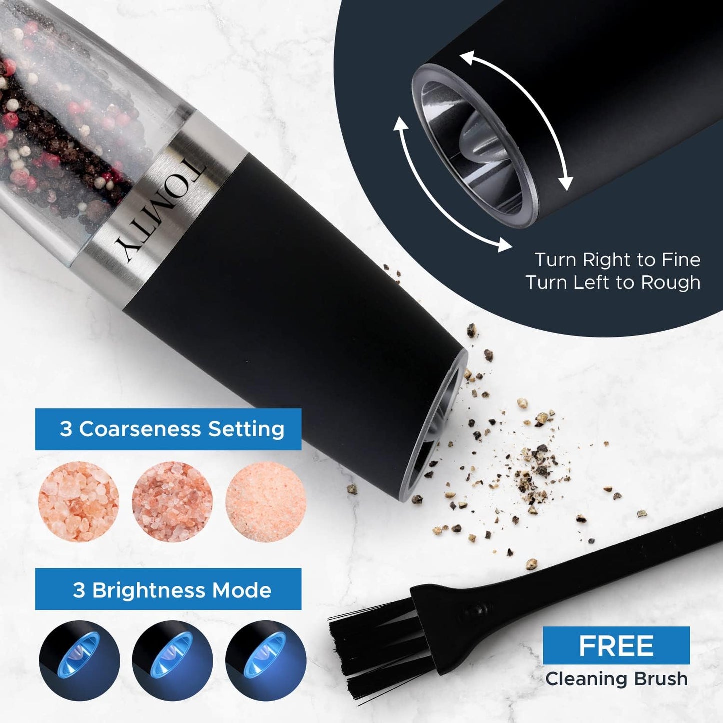 Gravity Electric Salt and Pepper Grinder Set Gifts for Women Who Have Everything Grilling Men White Elephant Kitchen Gadgets Housewarming Holiday Cooking Adults Idea Battery Operated Shakers Automatic