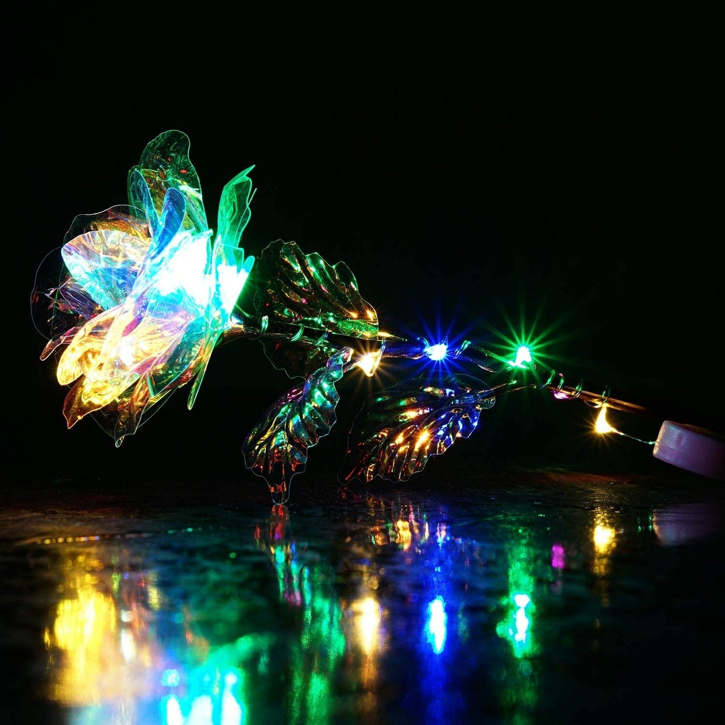 Valentines Day Gifts for Her Galaxy Rose Enchanted Crystal Flower, LED Colorful