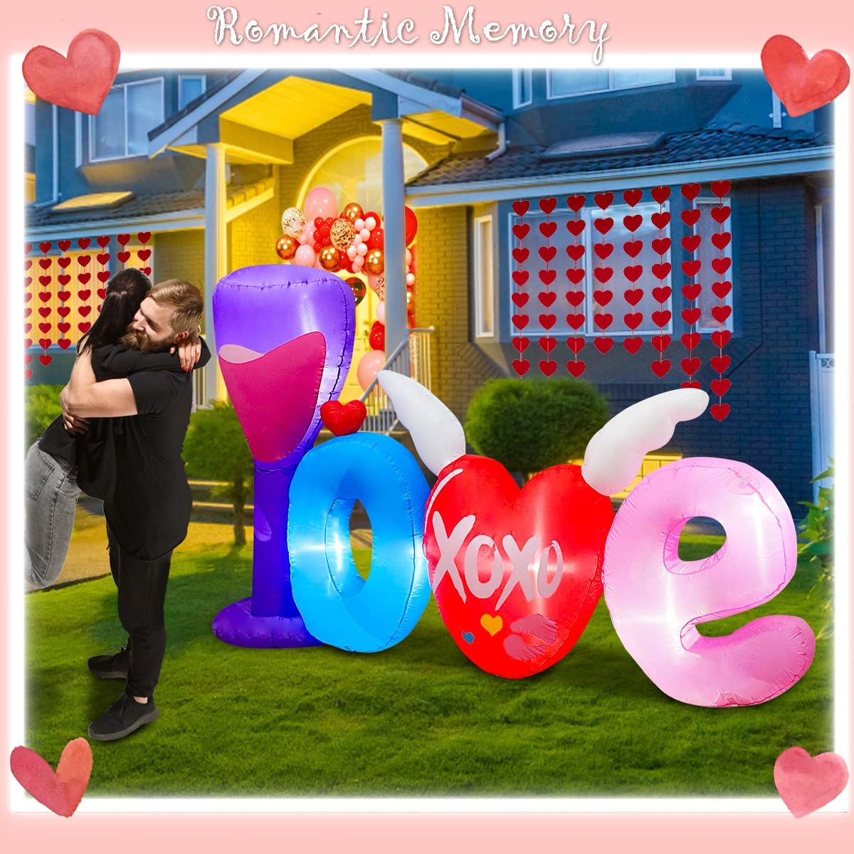 7ft Long Inflatable Valentine Love Letters Decoration, LED Blow Up