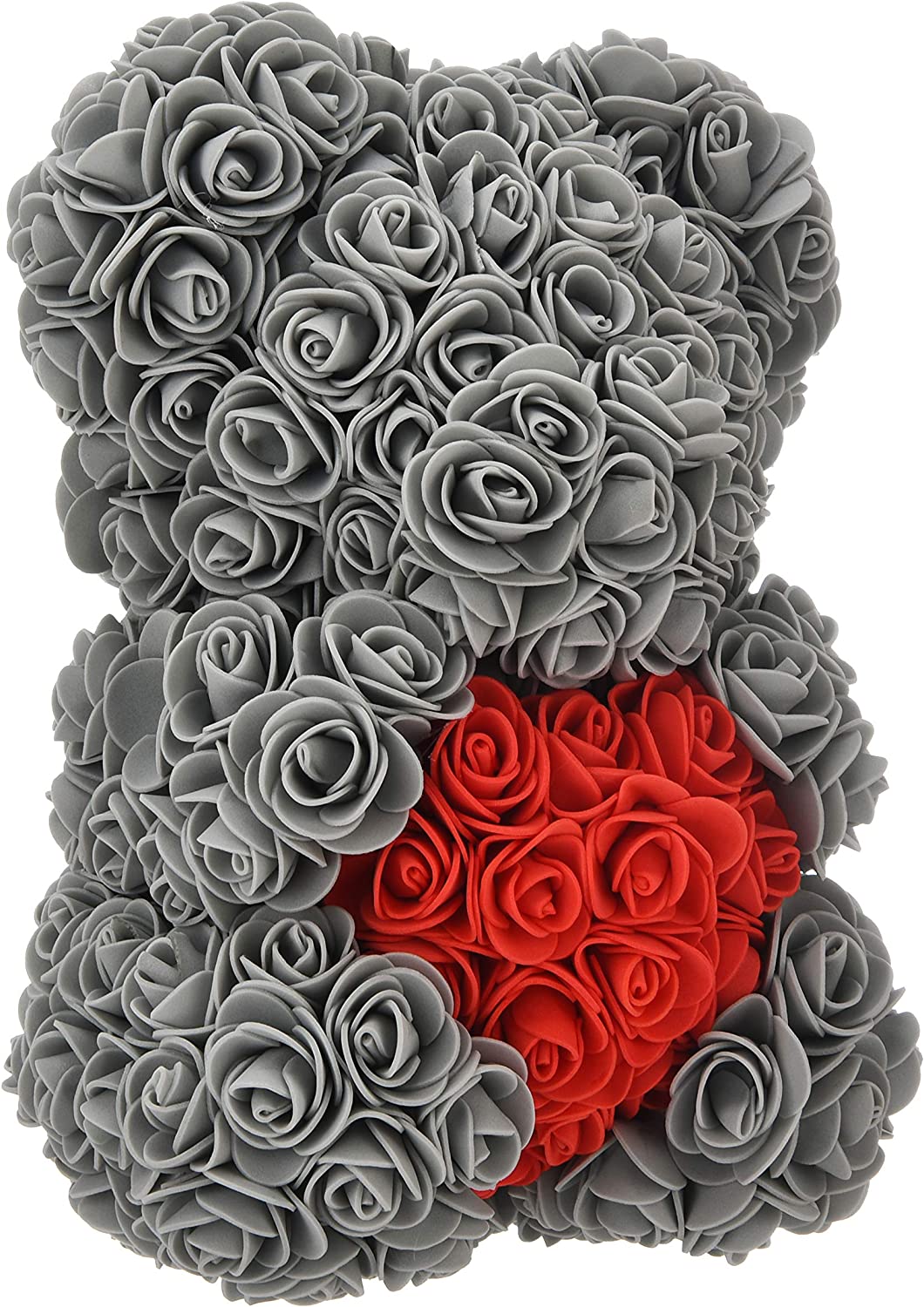 Rose Bear --Over 250+ Flowers on Every Rose Teddy Bear (gray, 10inch) (Gray)