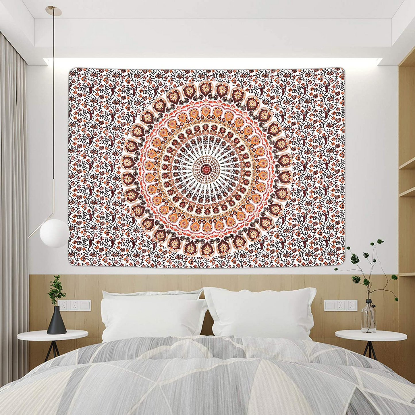 Bohemian Mandala Psychedelic Peacock Boho Tapestry