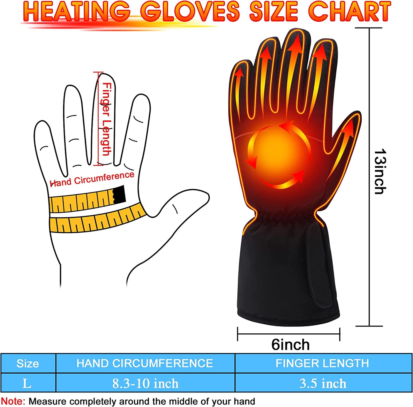 Heated Gloves, Electric Portable Battery Winter Warm Thermal Gloves, Touchscreen