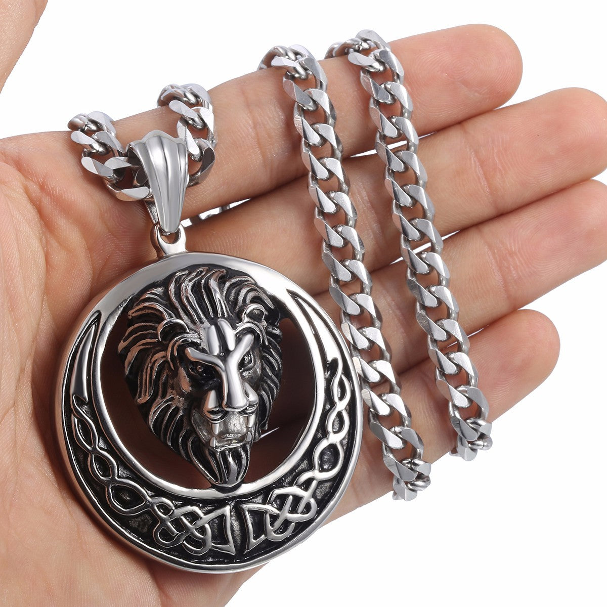 Stainless Steel Lion Pendant Necklace for Men