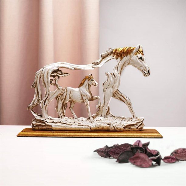 Gorgeous Artwork Micro Standing Galloping Horse Resin Statue for Home Decoration