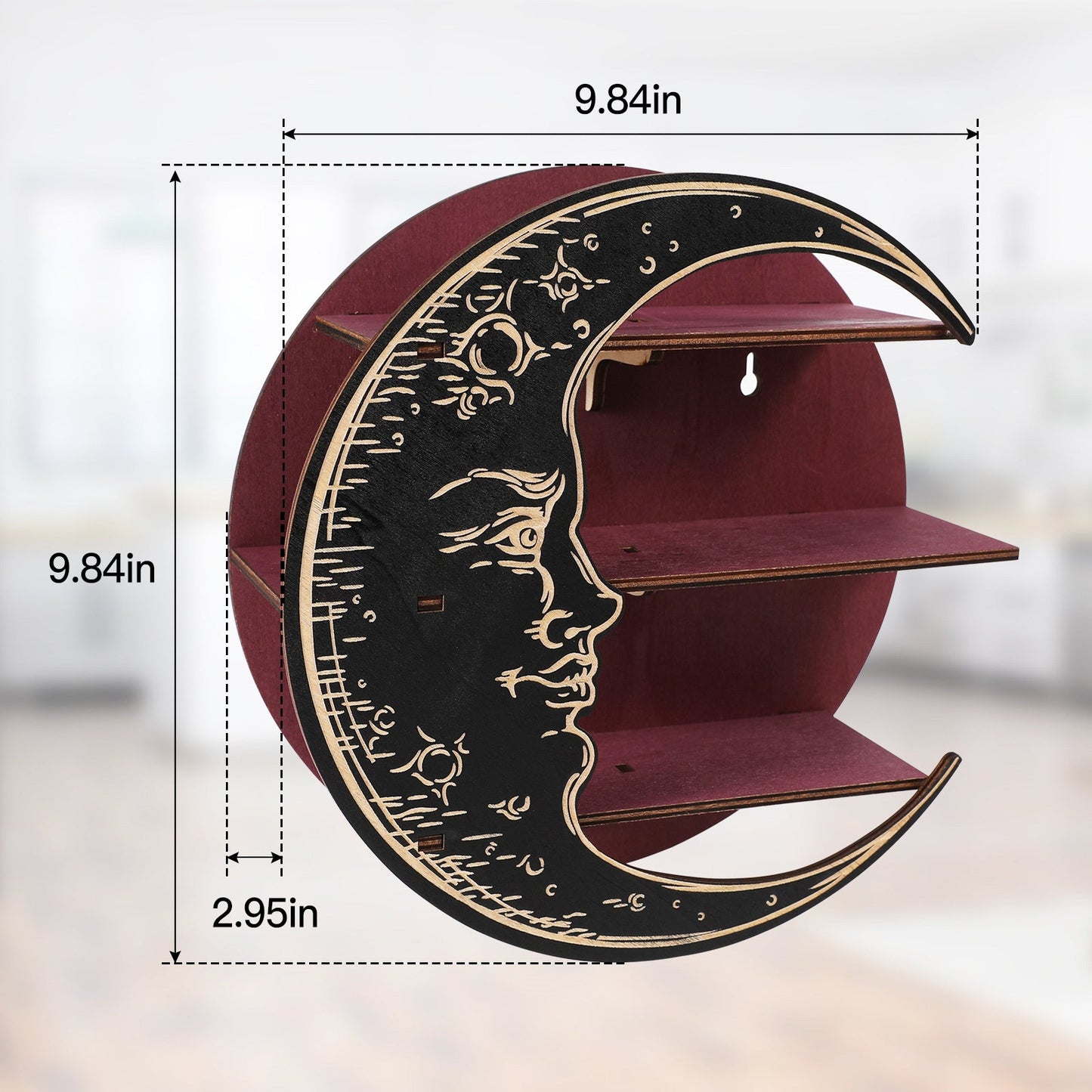 Rustic Wooden Crescent Moon Shelf