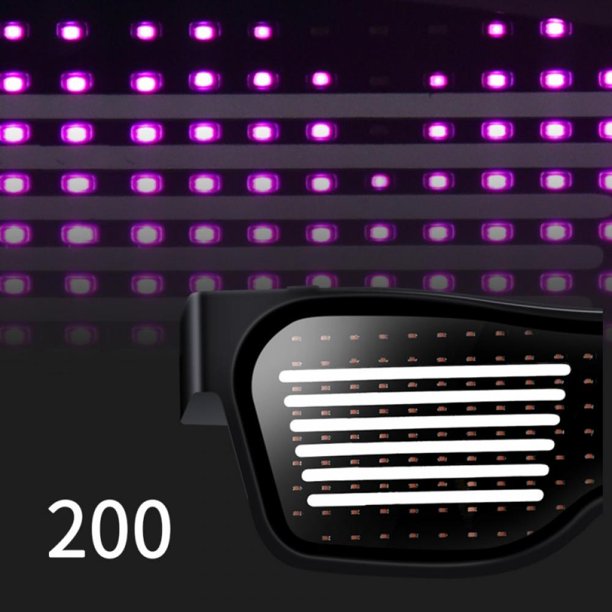 Red LED Customizable Bluetooth Glasses, APP Control LED Display Smart Glasses, USB Rechargeable