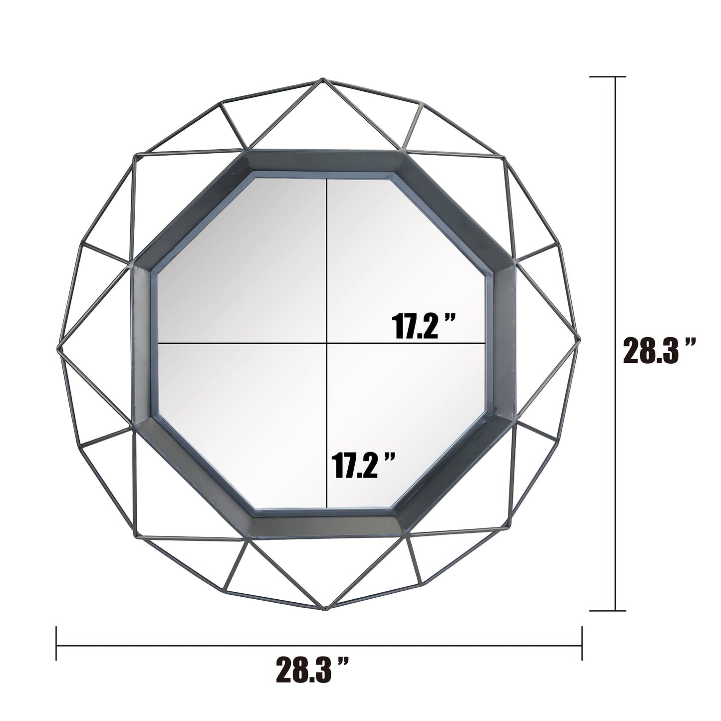 28.3"  Modern Geometric Metal Wall Mirror