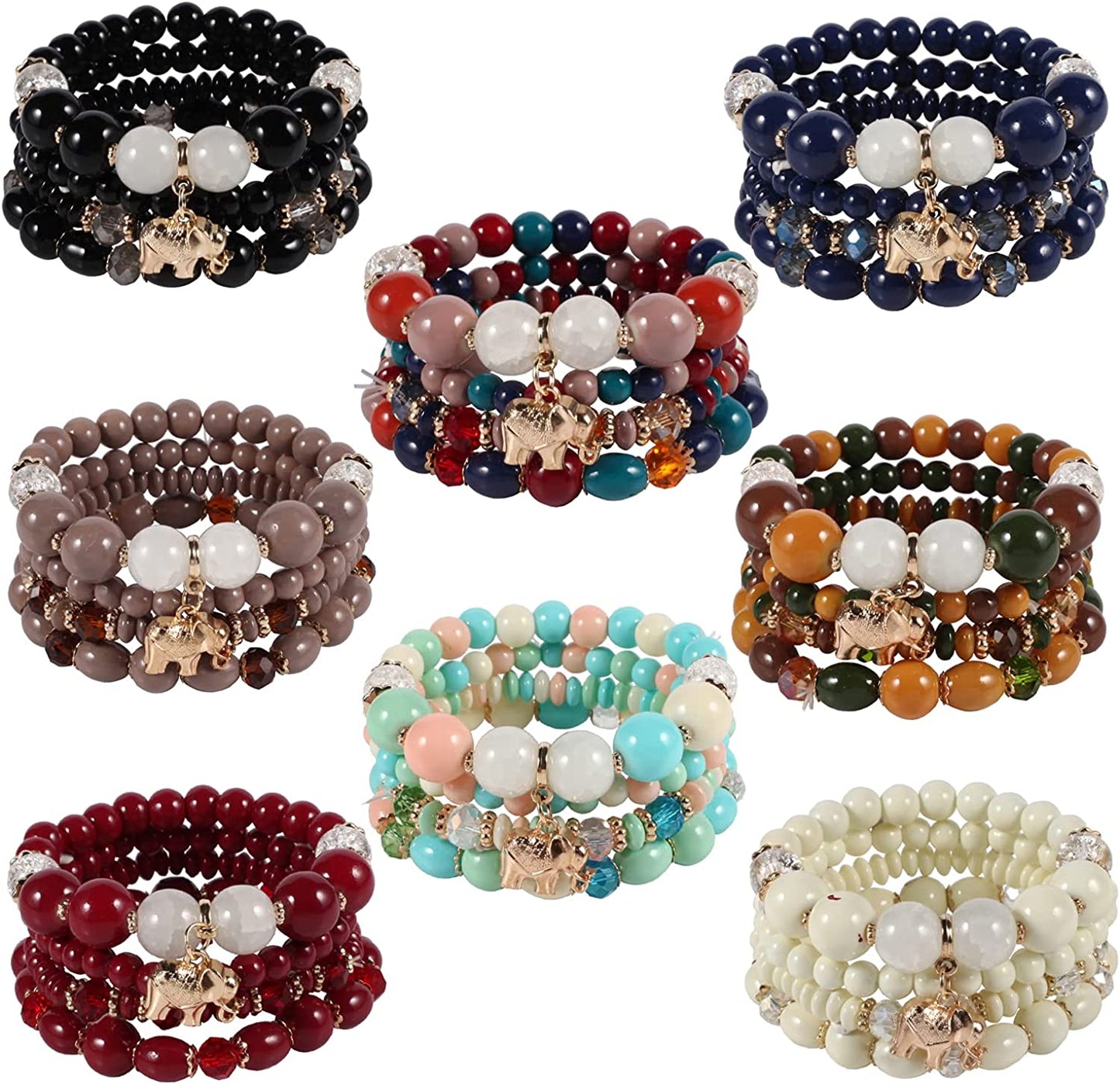 Bohemian Bracelets for Women Stretch Multilayer Colorful Beads Bracelet