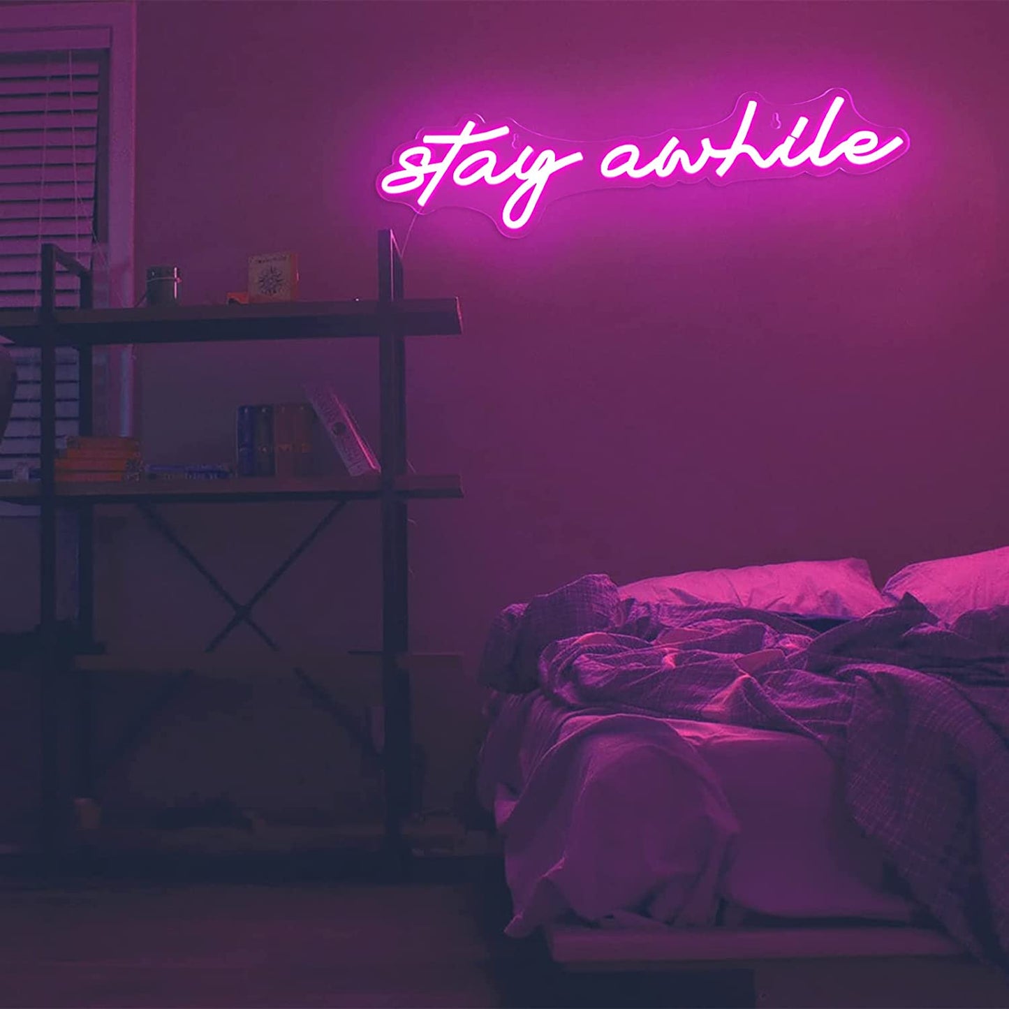 Pink Stay Awhile Neon Signs Wall Night Light Wall Decoration