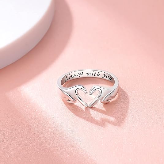 Sterling Silver Heart  Rings for Women Teen Girls, Adjustable