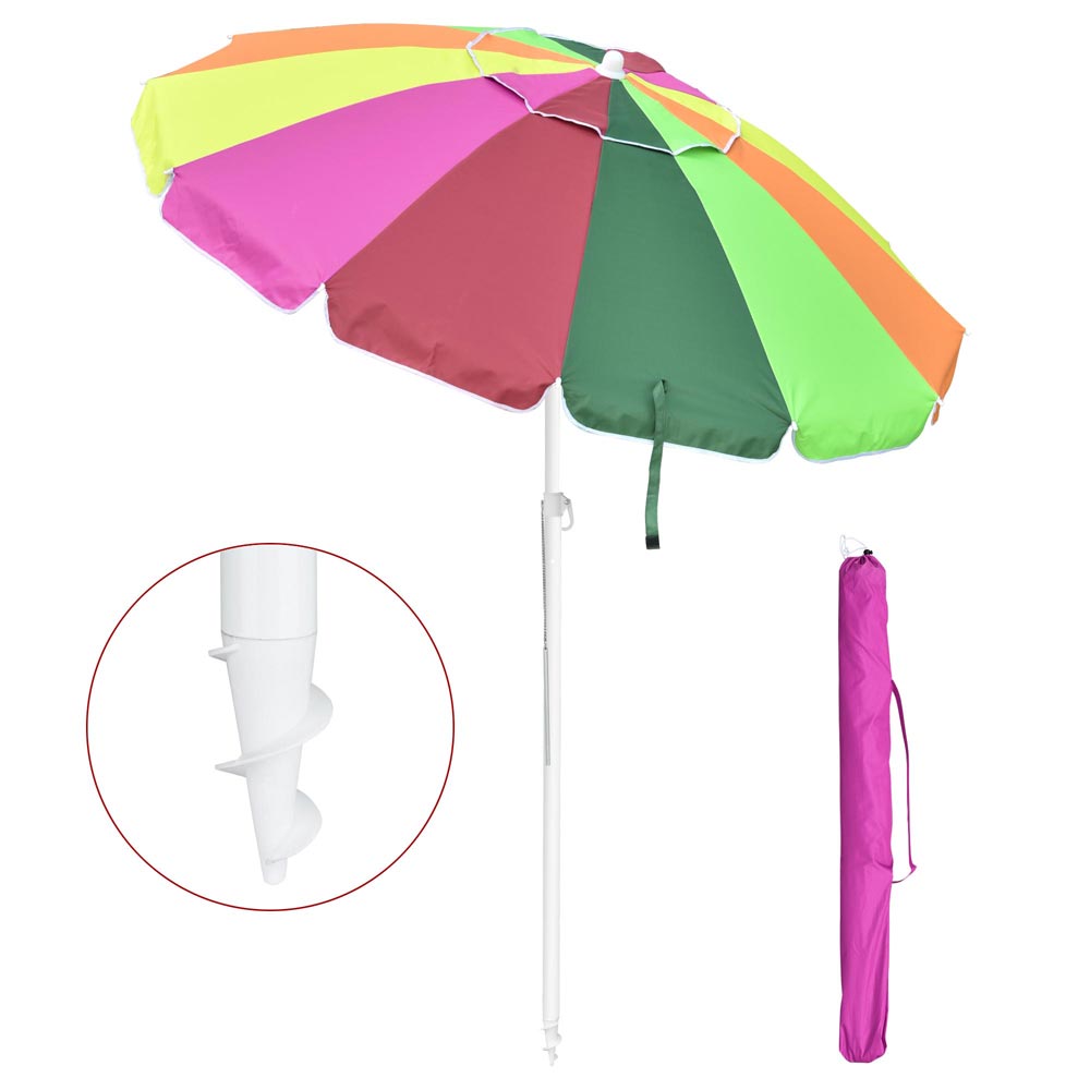 75" Multi-color Round Beach Umbrella