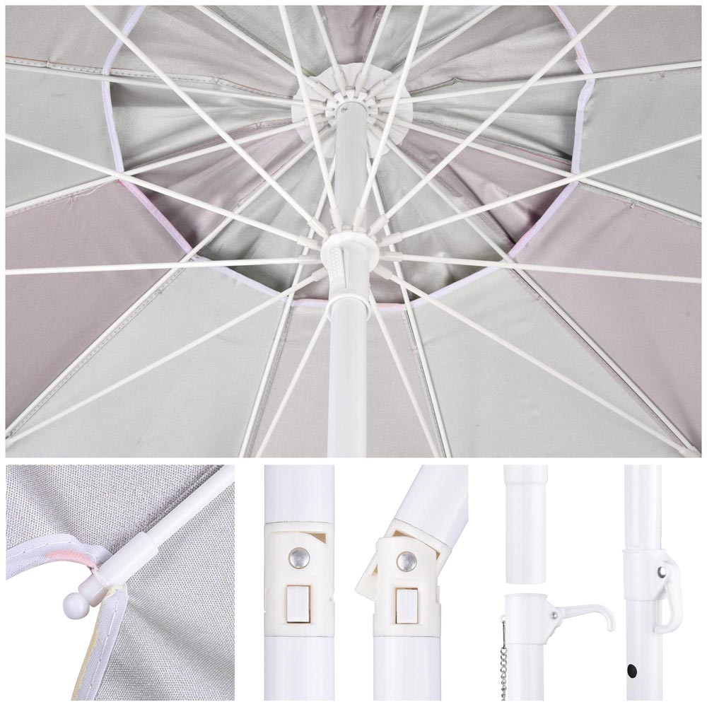 75" Multi-color Round Beach Umbrella