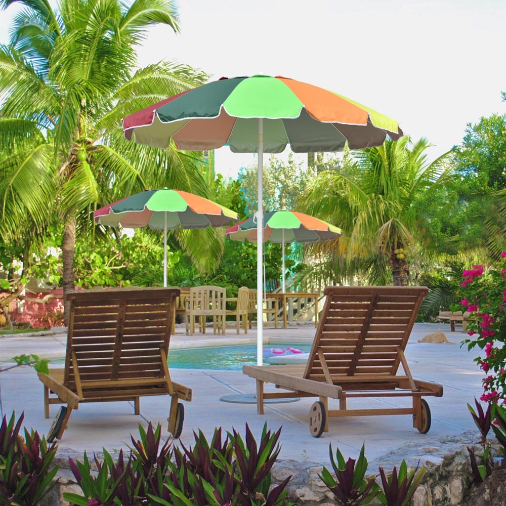 75" Multi-color Round Beach Umbrella