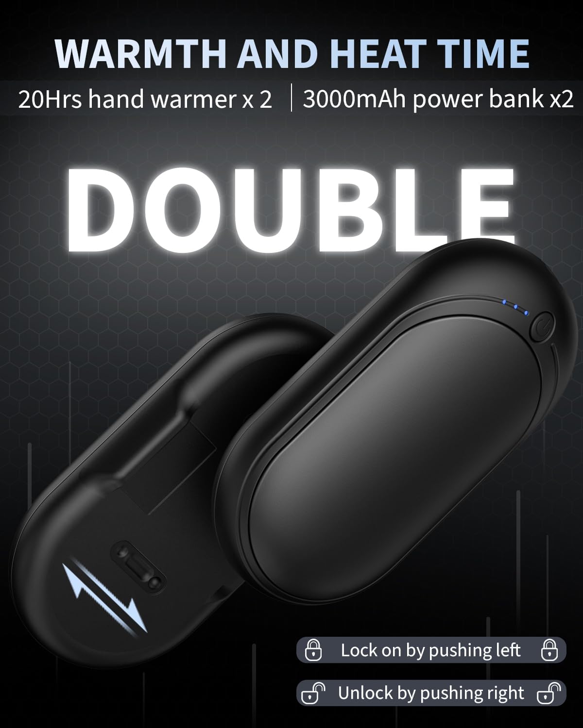 Hand Warmers Rechargeable,  2 Pack 6000mAh Portable Electric Handwarmers, Reusable USB Pocket Heater Great for Raynauds, Hunting, Golf, Camping, Christmas Outdoor, Women Mens Warm Gifts