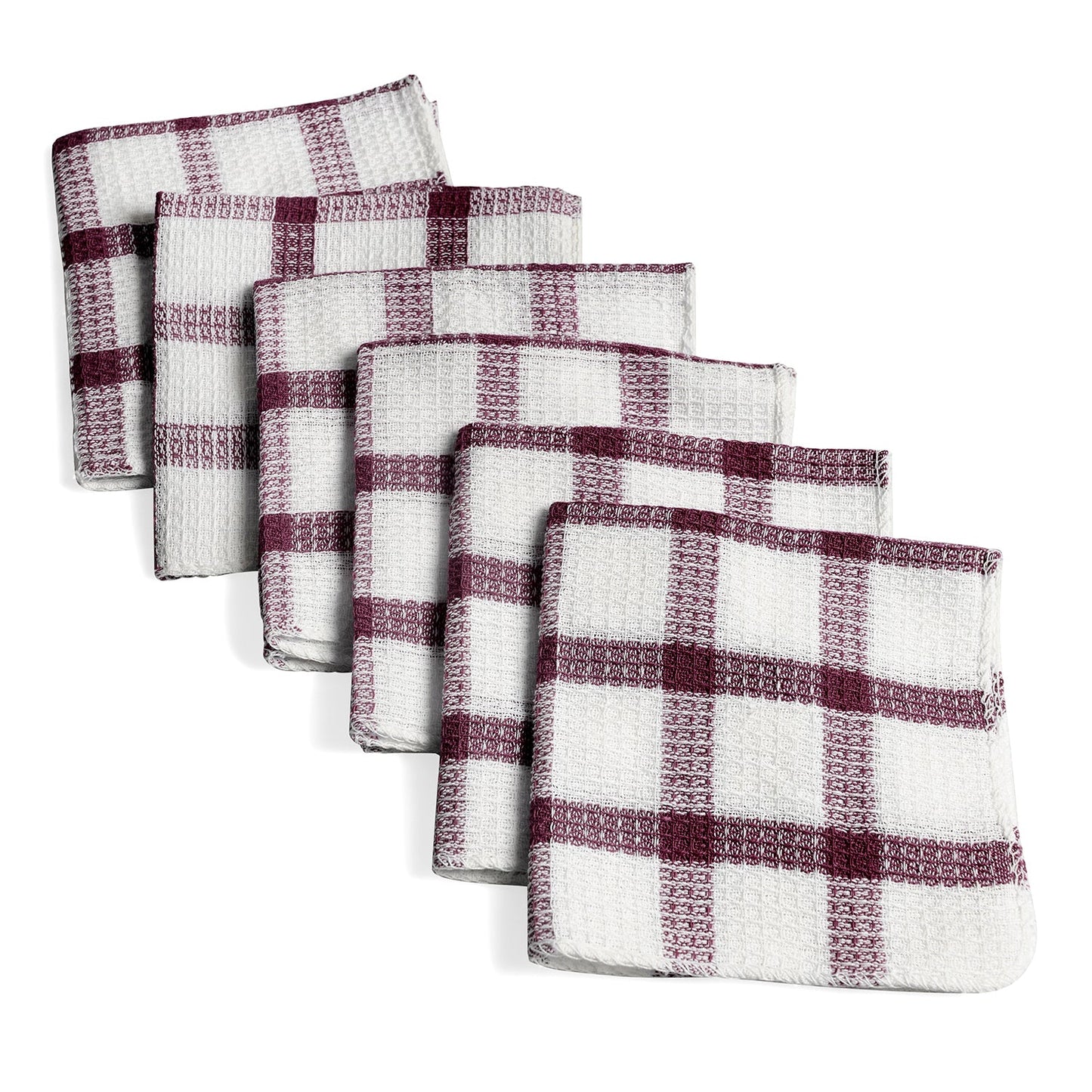 Set of 24 Checkered Pattern Kitchen Tea Towels Dish Scrubbing Cleaning Cloth