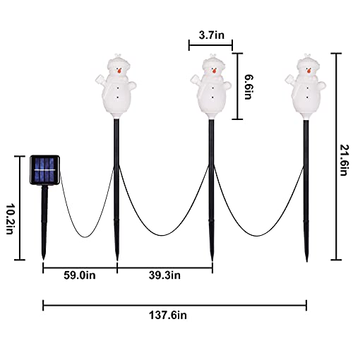 Set of 3 Snowman Solar Powered Christmas Decoration