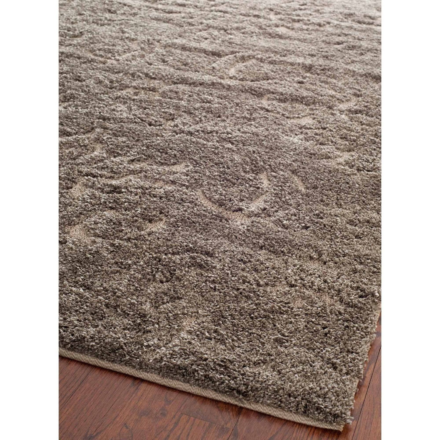 Florida Desmond Damask Plush Shag Area Rug, Smoke/Beige, 3'3" x 5'3"