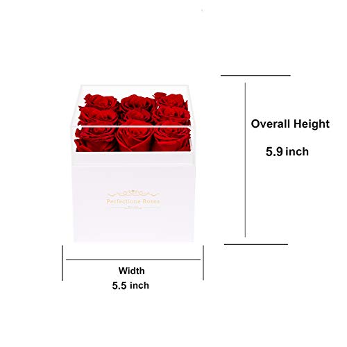 Real Roses Preserved Flowers in a Box, Long-Lasting Rose in White Medium Square Box