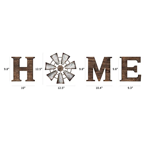 Farmhouse Wooden Home Sign w/ Metal Windmill Wall Decoration