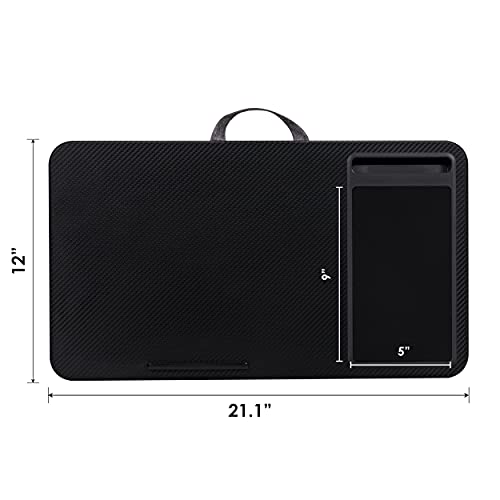 Home/Office Lap Desk w/ Device Ledge, Mouse Pad, & Phone Holder - Black -Fits Up to 15.6 Inch Laptops