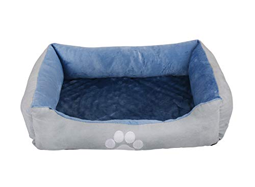 Reversible Rectangle Pet Bed w/ Dog Paw Printing, 25 by 21 inches