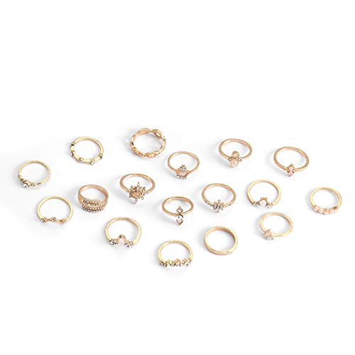 Vintage Ring Set Carved Knuckle Crystal Rings Set Gold Stackable Midi Rings Finger Jewelry for Women