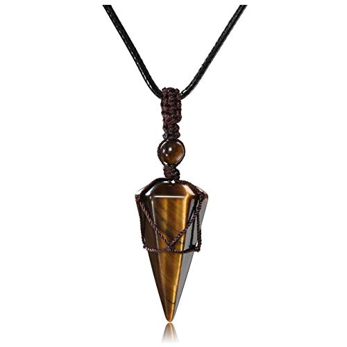 Healing Crystal GemStone Pointed Pendant Necklaces for Men/Women