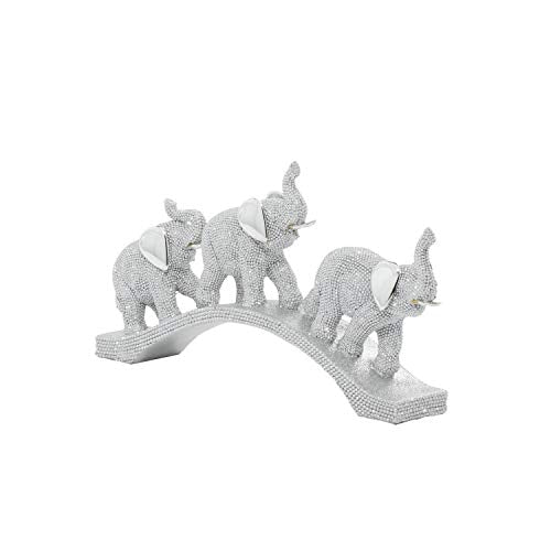 Silver Elephant Polystone Glam Sculpture for Home Decoration