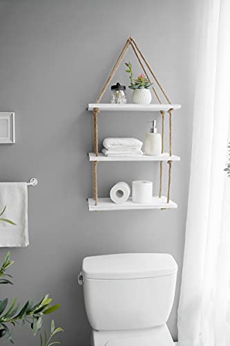 Wall Hanging Wood Shelves Boho Decoration 3 Tier Rustic Storage