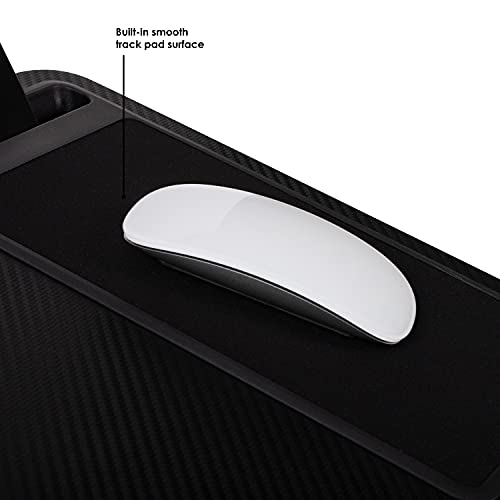 Home/Office Lap Desk w/ Device Ledge, Mouse Pad, & Phone Holder - Black -Fits Up to 15.6 Inch Laptops