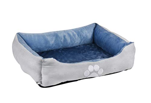 Reversible Rectangle Pet Bed w/ Dog Paw Printing, 25 by 21 inches